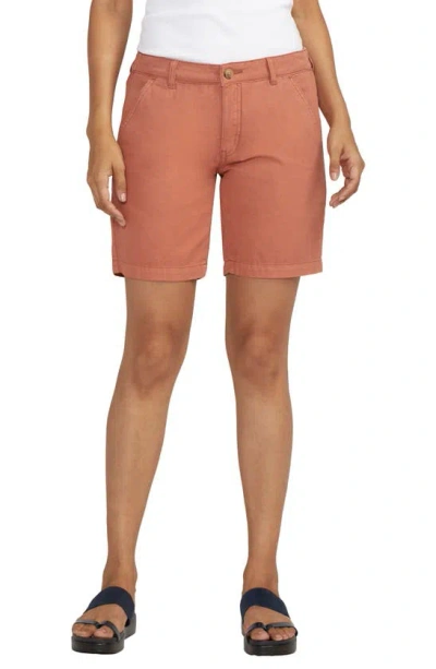 Jag Jeans Mid Rise Cotton & Linen Twill Shorts In Chutney