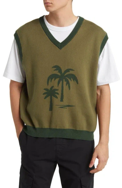 Krost Palm Tree Sweater Vest In Laurel Wreath