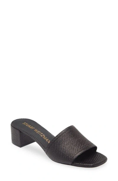 Stuart Weitzman Cayman 35 Block Slide Sandal In Black