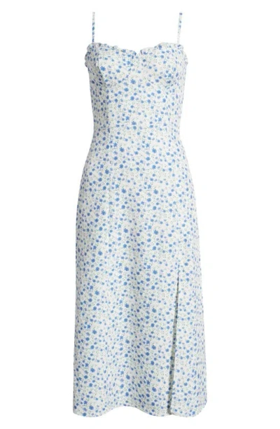French Connection Camille Sleeveless Midi Dress In Summer White/blue