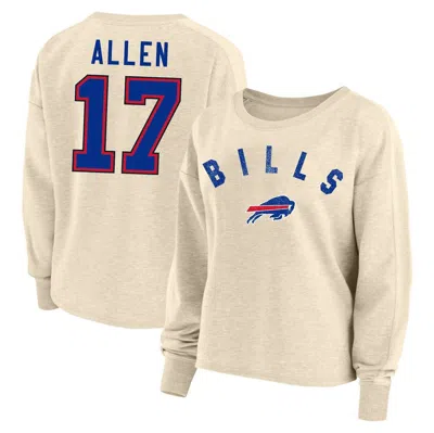 Fanatics Branded Josh Allen Oatmeal Buffalo Bills Plus Size Name & Number Crew Pullover Sweatshirt