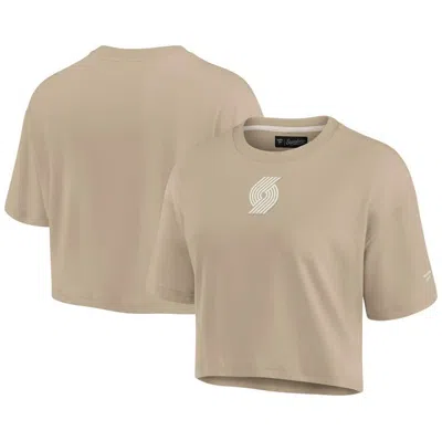 Fanatics Signature Khaki Portland Trail Blazers Elements Super Soft Boxy Cropped T-shirt
