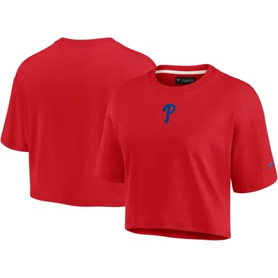 Fanatics Signature Red Philadelphia Phillies Elements Super Soft Boxy Cropped T-shirt In Athrd,sowt