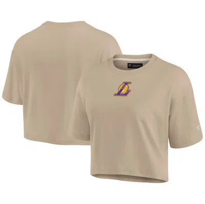 Fanatics Signature Khaki Los Angeles Lakers Elements Super Soft Boxy Cropped T-shirt