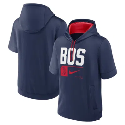 Nike Navy Boston Red Sox Tri Code Lockup Short Sleeve Pullover Hoodie In Blue