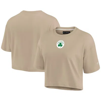 Fanatics Signature Khaki Boston Celtics Elements Super Soft Boxy Cropped T-shirt