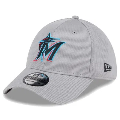 New Era Gray Miami Marlins Active Pivot 39thirty Flex Hat