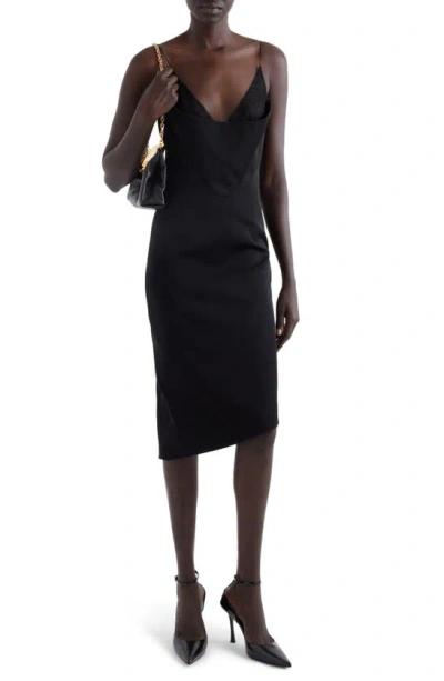 Givenchy Asymmetric Midi Dress With Lace Detail In Black