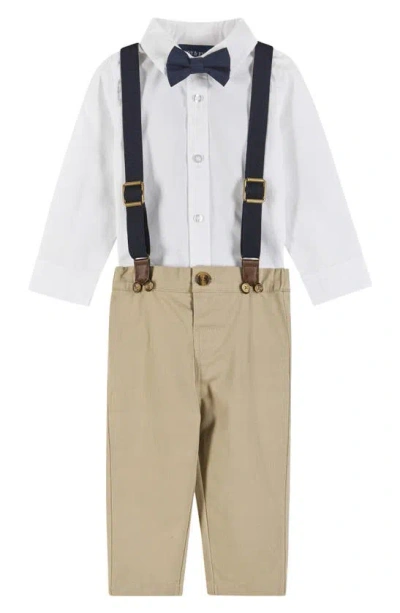Andy & Evan Babies' Button-up Shirt, Suspenders, Pants & Bow Tie Set In White