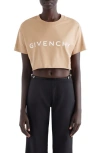 Givenchy Logo Crop Graphic Tee In Beige Cappuccino