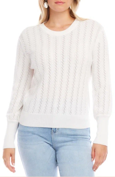 Karen Kane Pointillé Knit Sweater In Off White