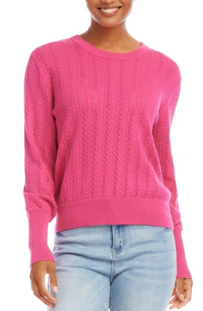 Karen Kane Pointillé Knit Jumper In Dark Pink
