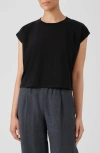 Eileen Fisher Cap Sleeve Crop T-shirt In Black