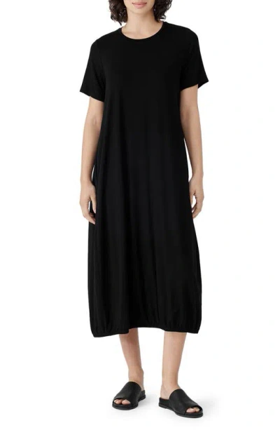 Eileen Fisher Stretch Jersey Midi Dress In Black
