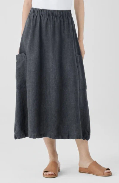Eileen Fisher Organic Linen Cargo Skirt In Dark Grey