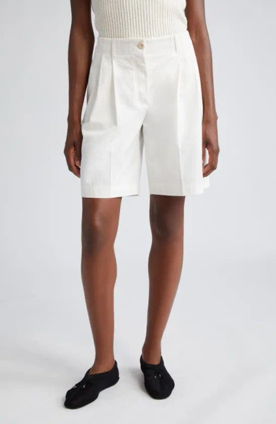 Totême Women's Relaxed Twill Pleated Wide-leg Shorts In White