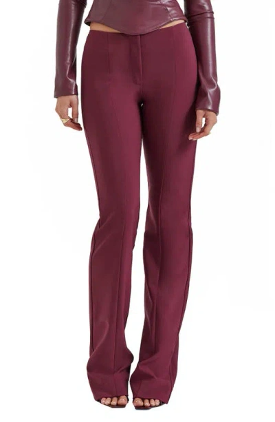 House Of Cb Womens Wine Lillie Flared-leg Mid-rise Stretch-woven Trousers