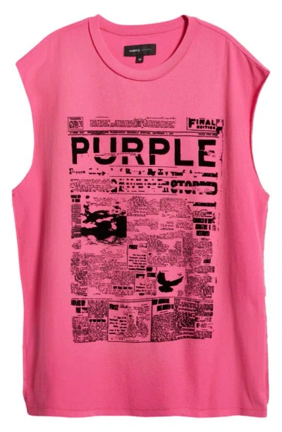 Purple Brand Textured Jersey Sleeveless Muscle Tee In Pink