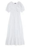 Vineyard Vines Marina Puff Sleeve Stretch Cotton Poplin Dress In White Cap