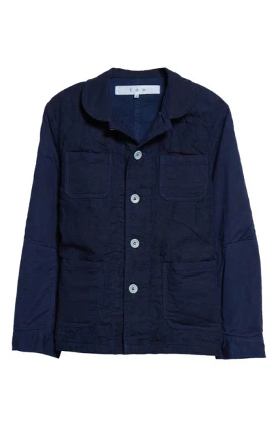 Tao Comme Des Garçons Cotton & Linen Chore Jacket In Dark Blue