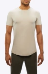 Cuts Ao Curve Hem Cotton Blend T-shirt In Sand Dune