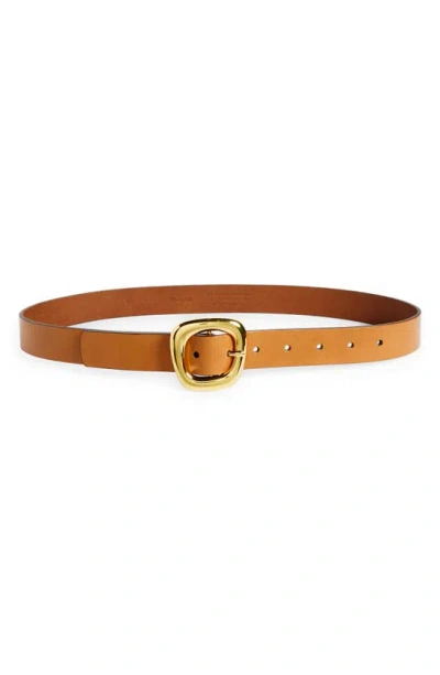 Madewell Puffed Buckle Leather Belt In Desert Camel
