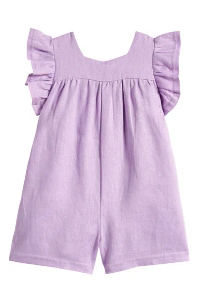 Tiny Tribe Babies' Kids' Flutter Sleeve Cotton Gauze Romper In Lilac