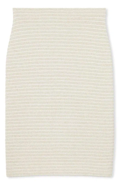 St John Stripe Metallic Tweed Pencil Skirt In Ecru