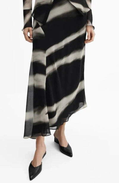 Mango Allegra Tie Dye Asymmetric Skirt In Black