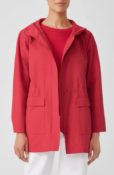 Eileen Fisher Hooded Anorak Jacket In Flame