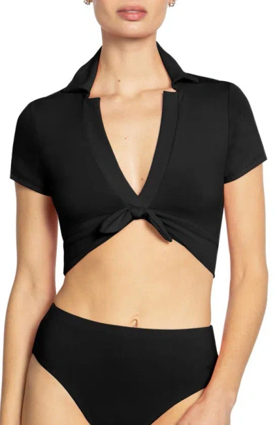 Robin Piccone Ava Shirt Bikini Top In Black