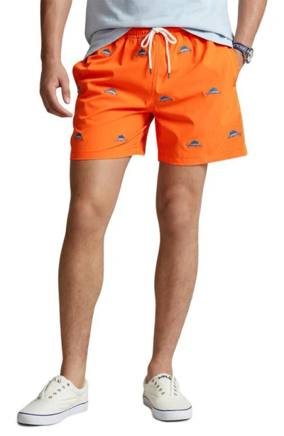Polo Ralph Lauren Traveler Swim Trunks In Sailing Orange