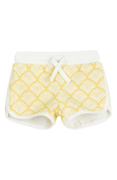 Miles The Label Kids' Scallop Print Organic Cotton Shorts In Yellow