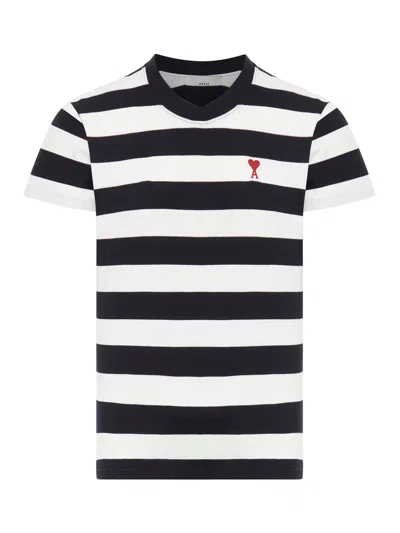 Ami Alexandre Mattiussi Striped T-shirt In Black