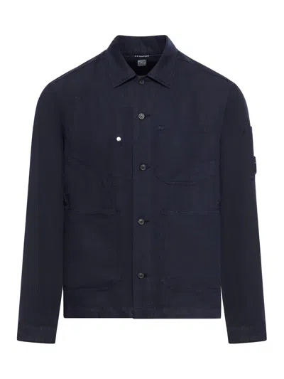 C.p. Company Cotton Overshirt In Blue