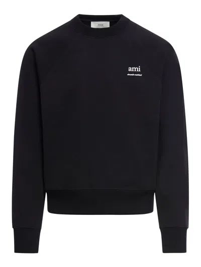 Ami Alexandre Mattiussi Stretch Cotton Sweatshirt In Black
