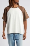 Elwood Oversize Short Sleeve Raglan T-shirt In Soil/ Off White