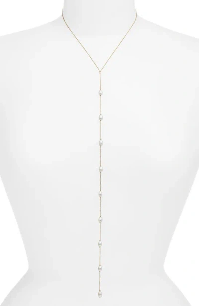 Poppy Finch Cultured Pearl Lariat Necklace In 14k Yellow Gold