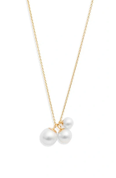 Poppy Finch Trio Cultured Pearl Pendant Necklace In 14k Yellow Gold