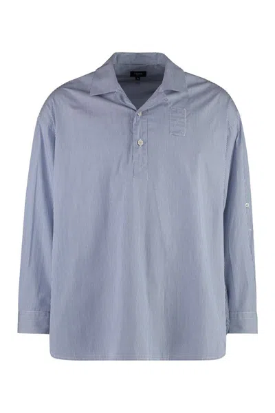 Fendi Short Sleeve Cotton Shirt In Blue