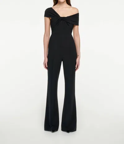 Roland Mouret Asymmetric Stretch Viscose Cady Jumpsuit In Black