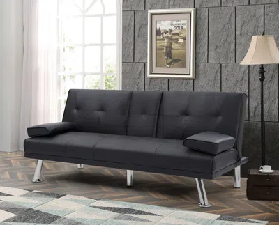 Simplie Fun Sofa Bed;sofa;lie Function Sofa:foldable Sofa Bed; In Black