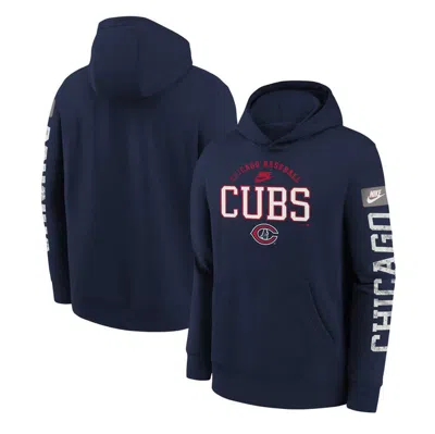 Nike Kids' Youth  Navy Chicago Cubs Cooperstown Collection Splitter Club Fleece Pullover Hoodie