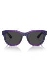 Burberry 54mm Round Sunglasses In Grape Plaid