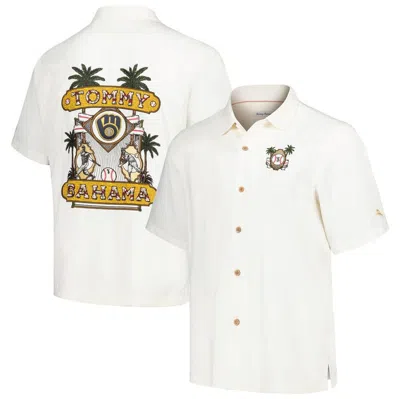 Tommy Bahama White Milwaukee Brewers Pitcher's Paradiso Button-up Camp Shirt