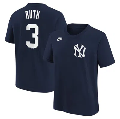 Nike Kids' Youth  Babe Ruth Navy New York Yankees Cooperstown Collection Name & Number T-shirt