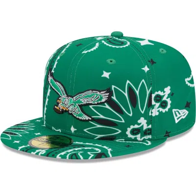New Era Kelly Green Philadelphia Eagles Throwback Paisley 59fifty Fitted Hat