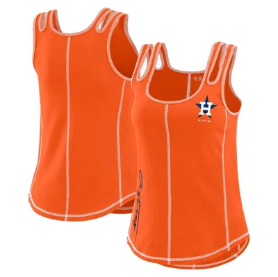 Wear By Erin Andrews Orange Houston Astros Contrast Stitch Tank Top