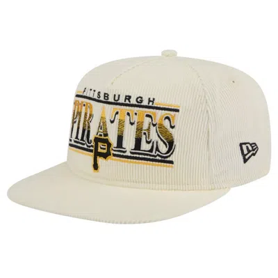 New Era Cream Pittsburgh Pirates Throwback Bar Golfer Corduroy Snapback Hat