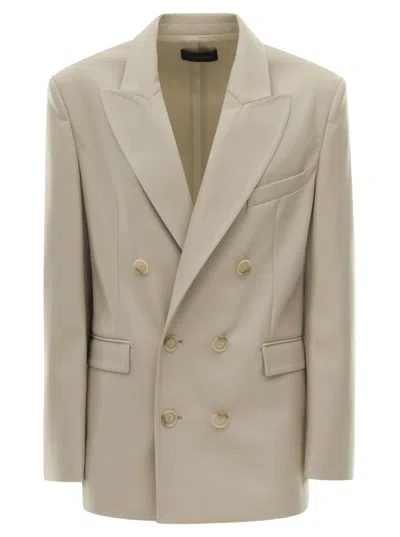 The Andamane Harmony Double Breasted Jacket Vegan Leather In Beige